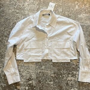 Zara button up crop top NWT size M